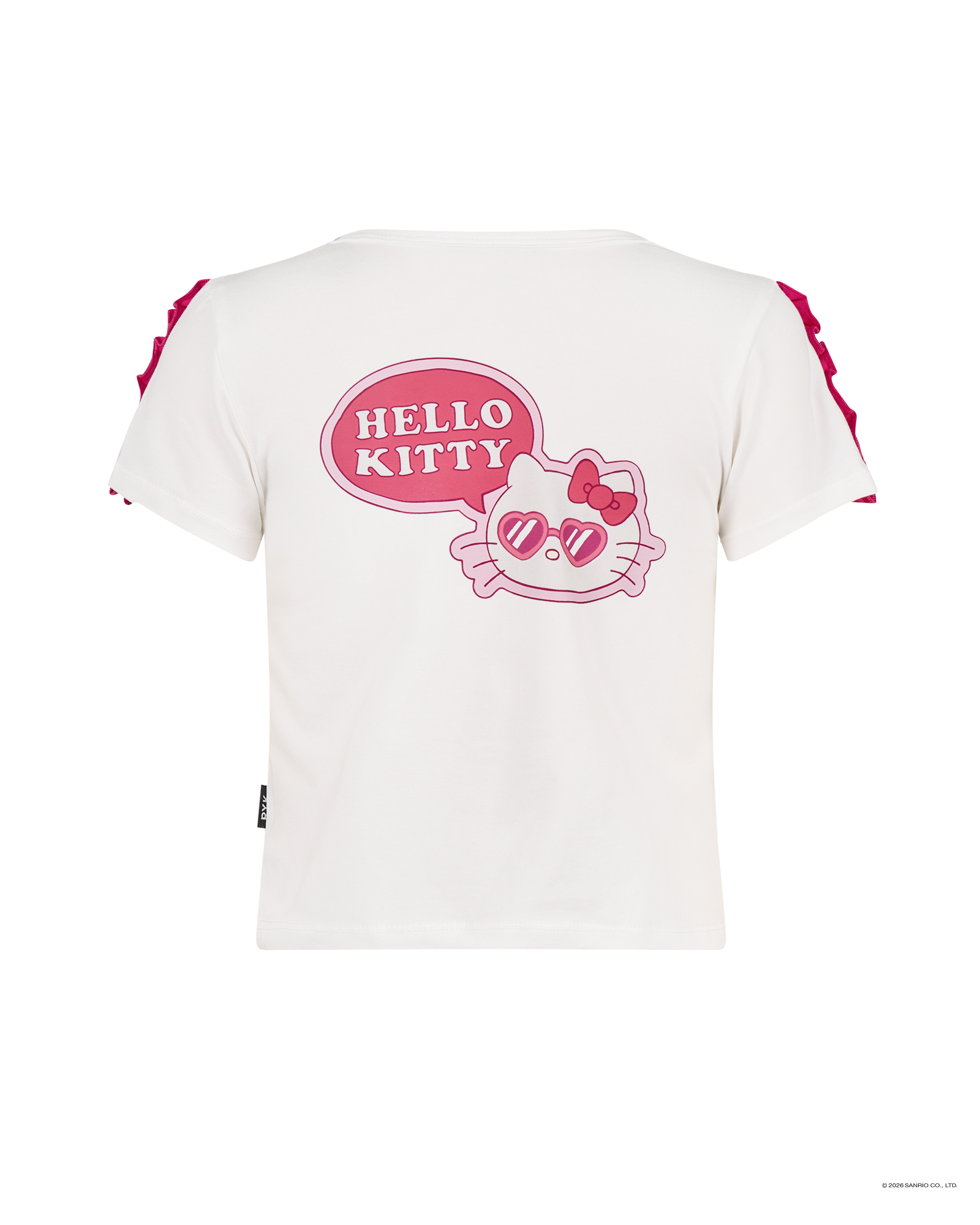 HELLO KITTY STICKERS SHORT SLEEVE RUFFLE T-SHIRT