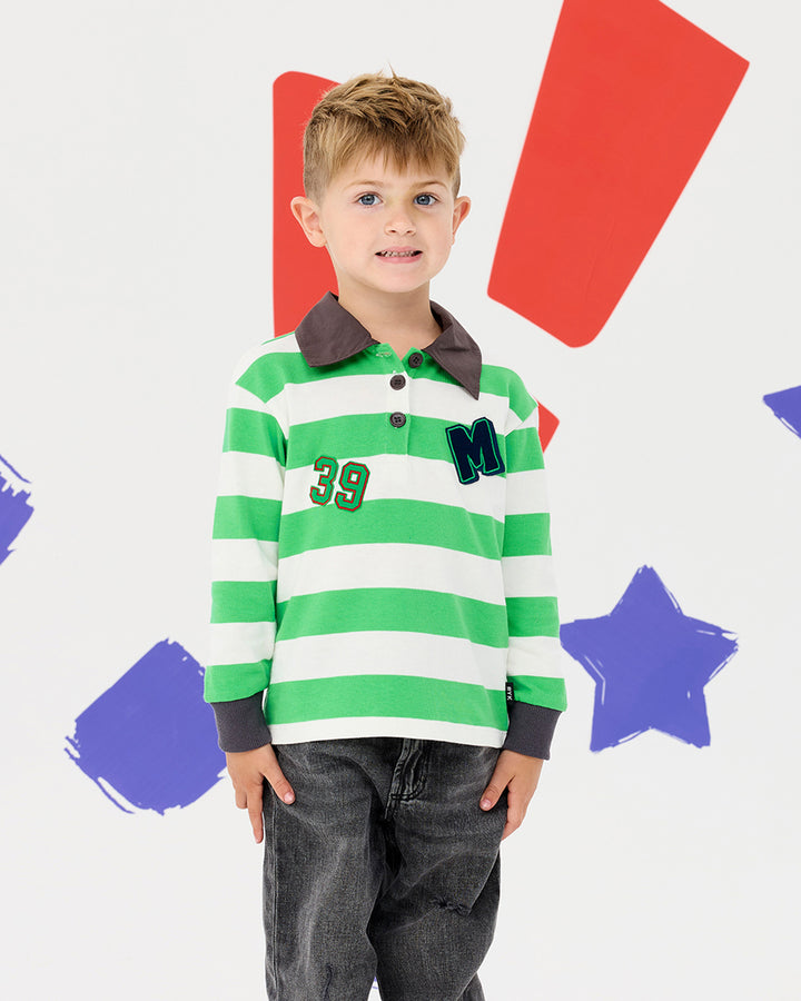 MARVEL HULK STRIPE LONG SLEEVE POLO