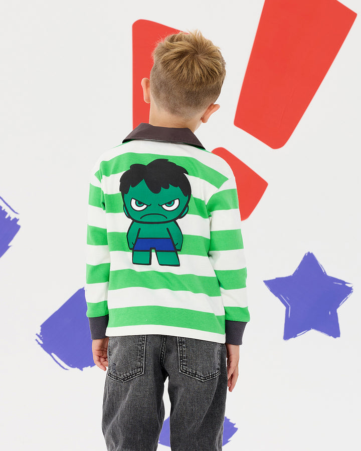 MARVEL HULK STRIPE LONG SLEEVE POLO