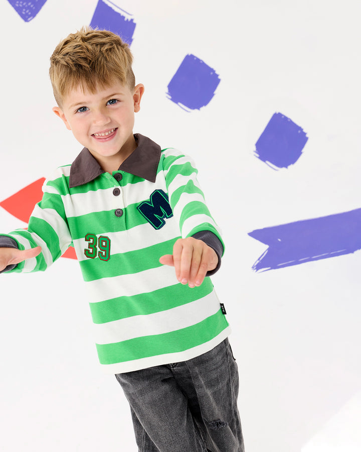 MARVEL HULK STRIPE LONG SLEEVE POLO | Rock Your Baby