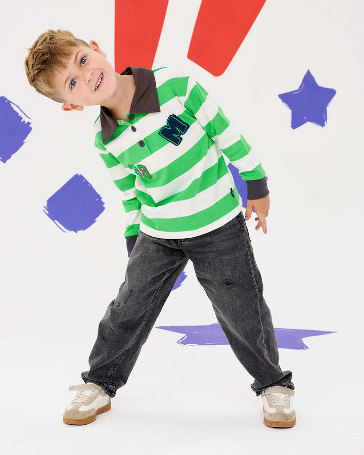 MARVEL HULK STRIPE LONG SLEEVE POLO