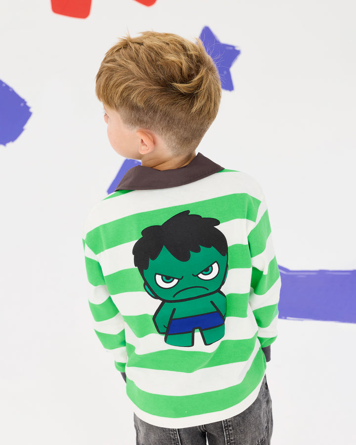 MARVEL HULK STRIPE LONG SLEEVE POLO