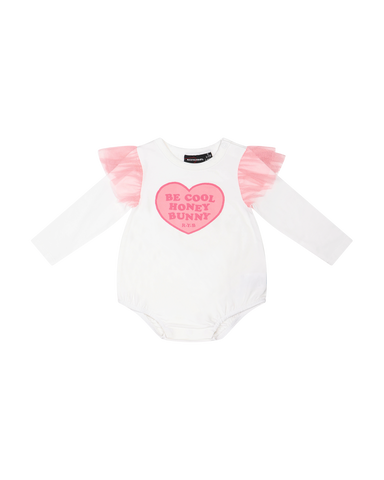 BE COOL HUNNY BUNNY LONG SLEEVE FRILL BUBBLE BODYSUIT