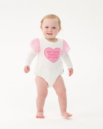 BE COOL HUNNY BUNNY LONG SLEEVE FRILL BUBBLE BODYSUIT