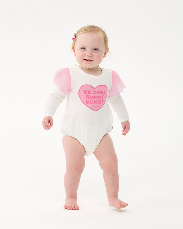 BE COOL HUNNY BUNNY LONG SLEEVE FRILL BUBBLE BODYSUIT
