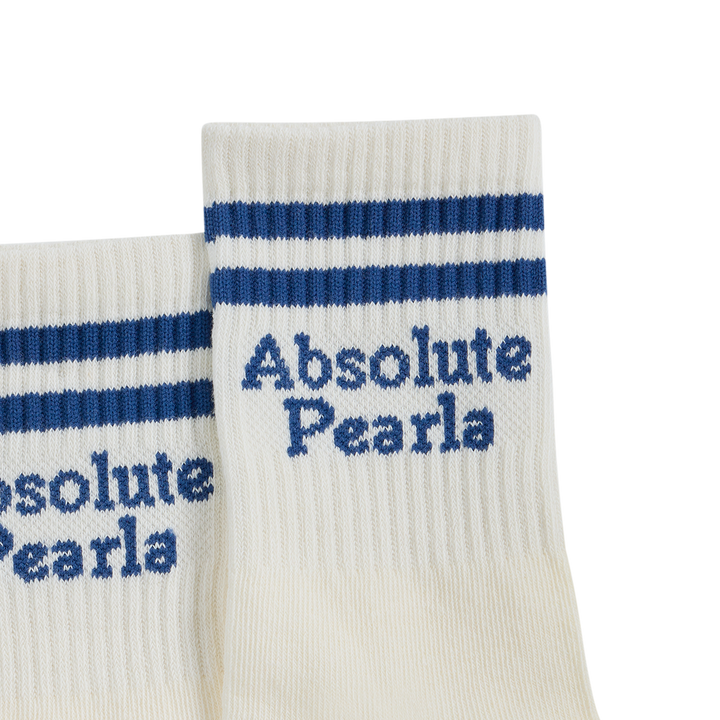 Pair of Absolute Pearla kids socks in blue stripe