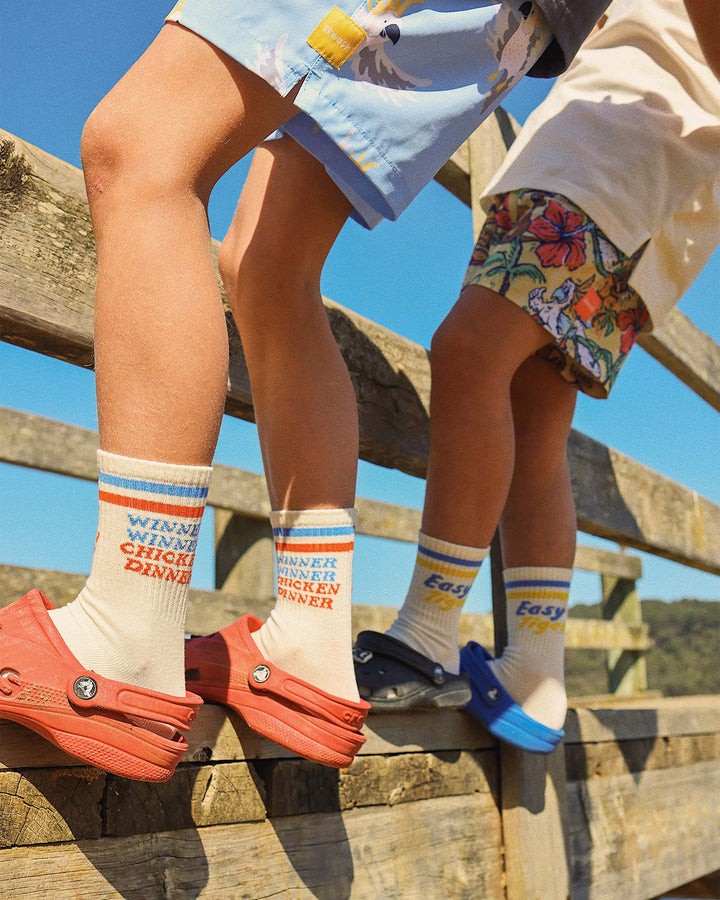 Chicken Dinner Kids Socks in Multi Stripe
