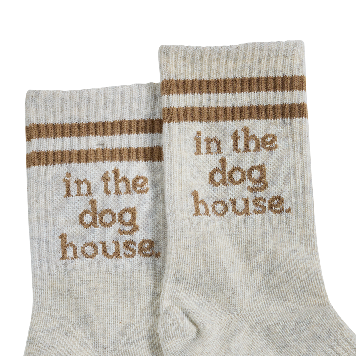 Pair of Dog House kids socks in brown stripe