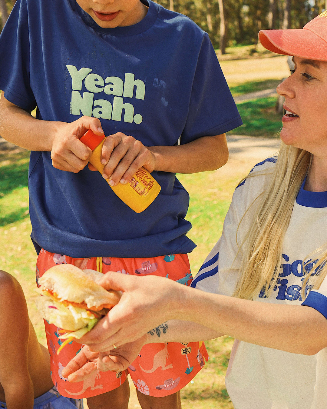 Yeah Nah Boys Regular Tee in Navy - Skwosh Kids boys t-shirt, view 3