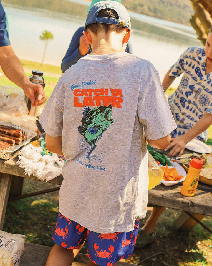 Catch Ya Boys Back Print Tee in Stone