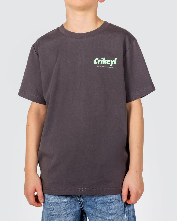 Crikey Boys Back Print Tee in Charcoal
