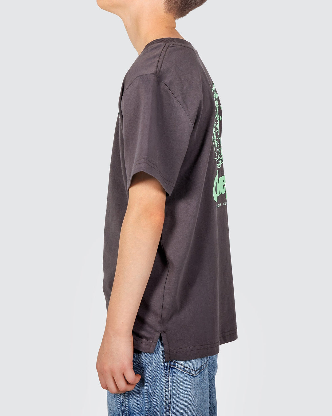 Crikey Boys Back Print Tee in Charcoal