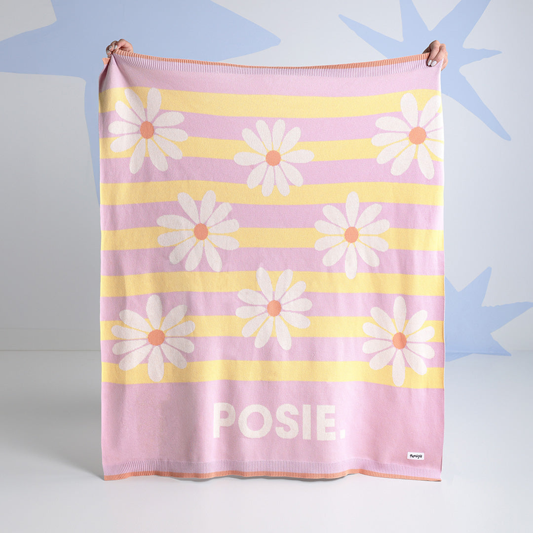 Daisy Stripe Name Blanket