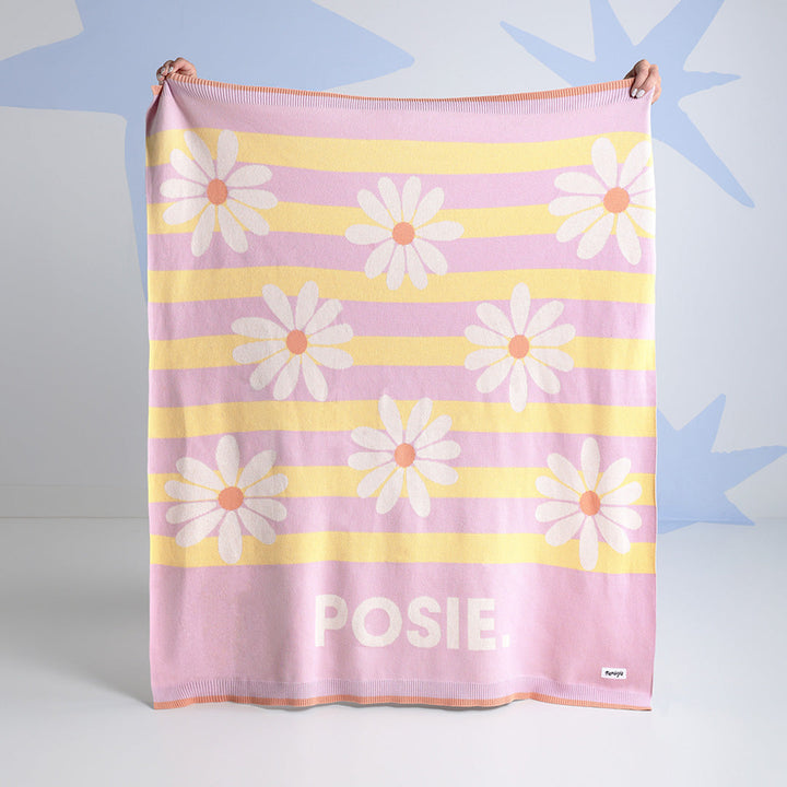 Daisy Stripe Name Blanket