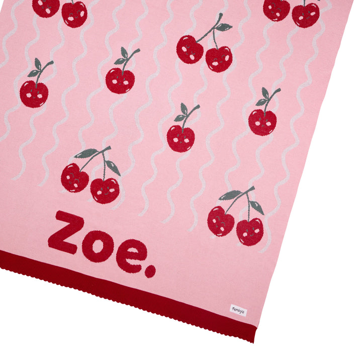 Cherry Squiggle Name Blanket
