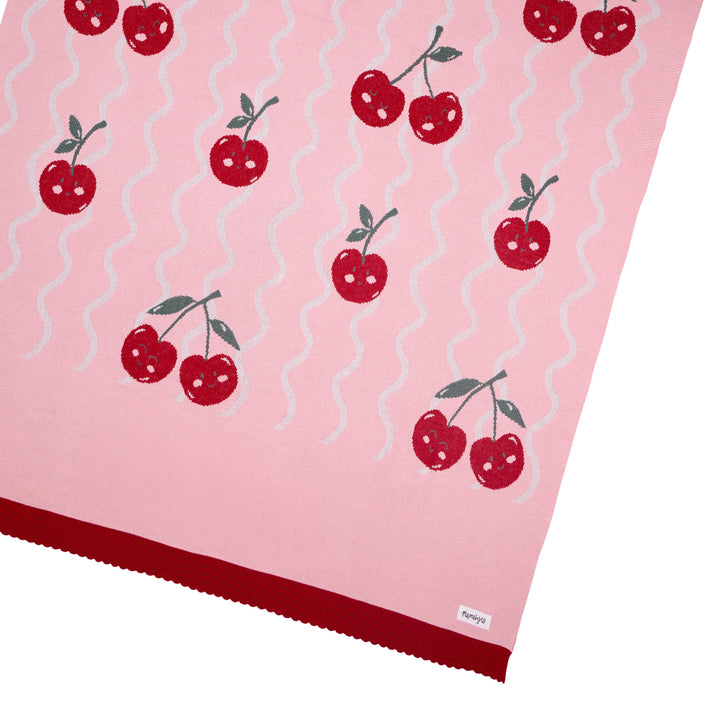 Cherry Squiggle Name Blanket
