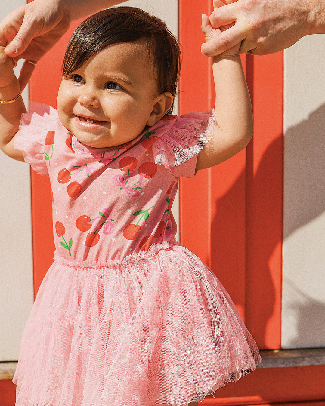 POLKA CHERRY CIRCUS FRILL BODYSUIT DRESS