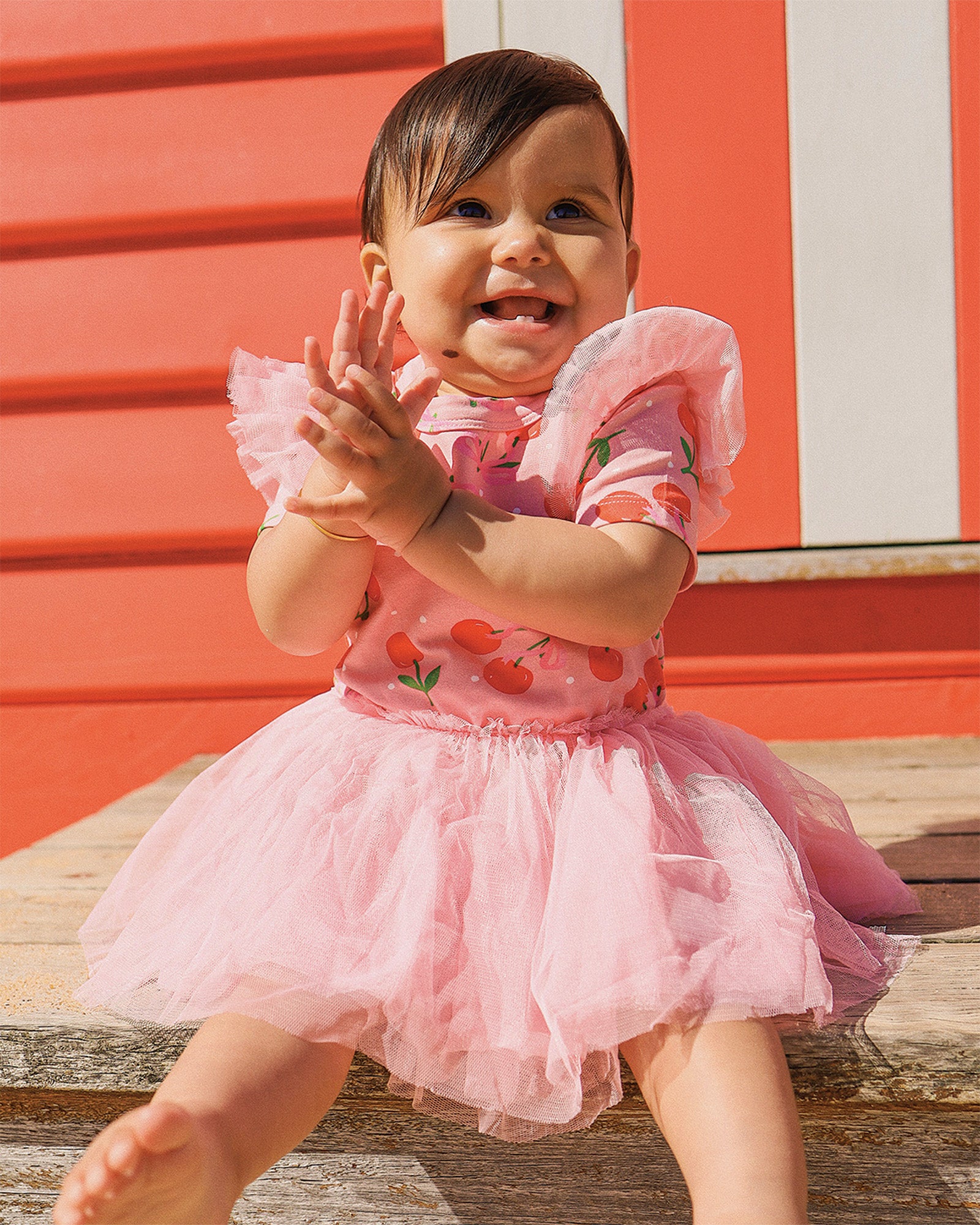 POLKA CHERRY CIRCUS FRILL BODYSUIT DRESS