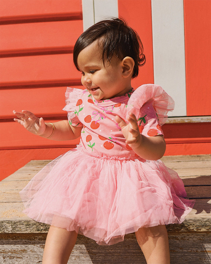 POLKA CHERRY CIRCUS FRILL BODYSUIT DRESS
