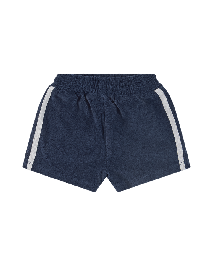 DINO DASH BABY TERRY SHORTS IN NAVY