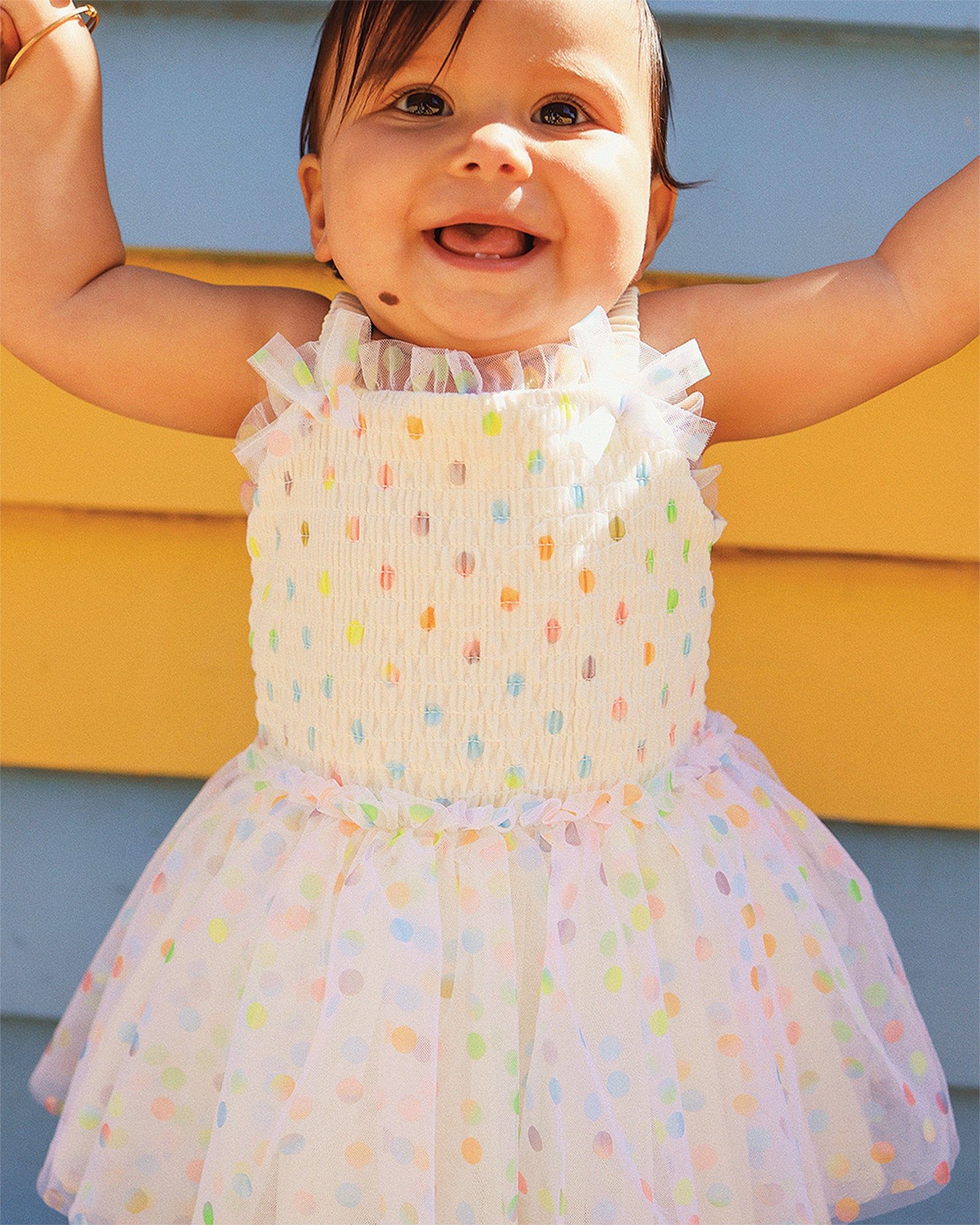 RAINBOW POLKA DOT WISHES TULLE BABY DRESS
