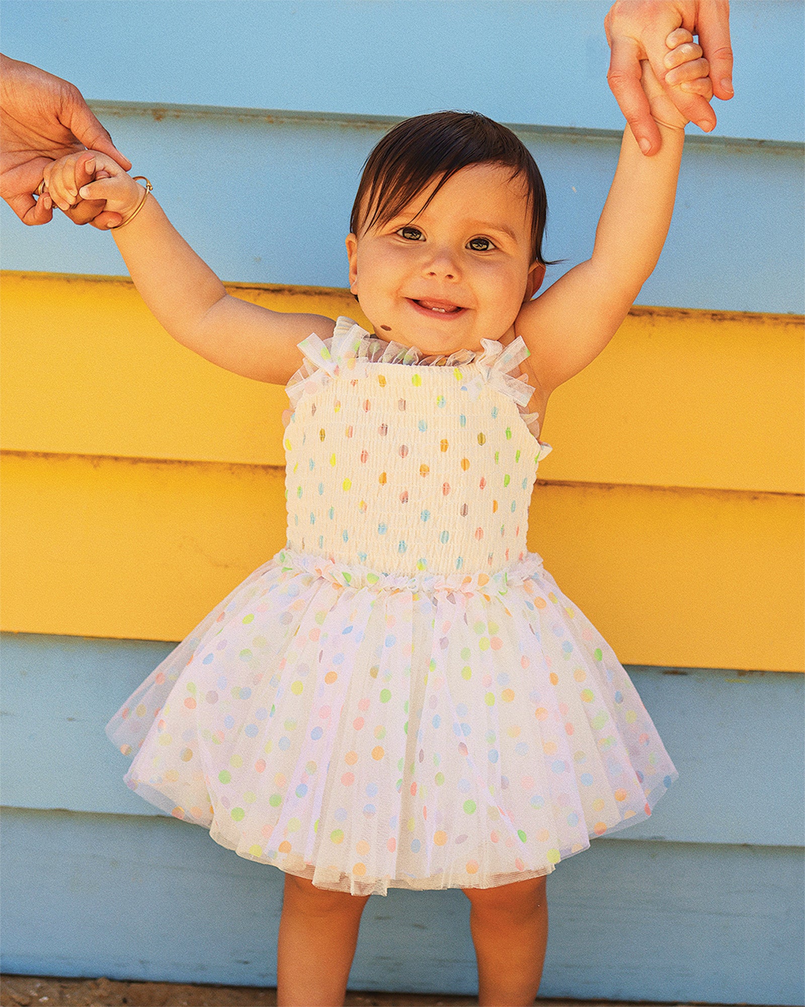 RAINBOW POLKA DOT WISHES TULLE BABY DRESS