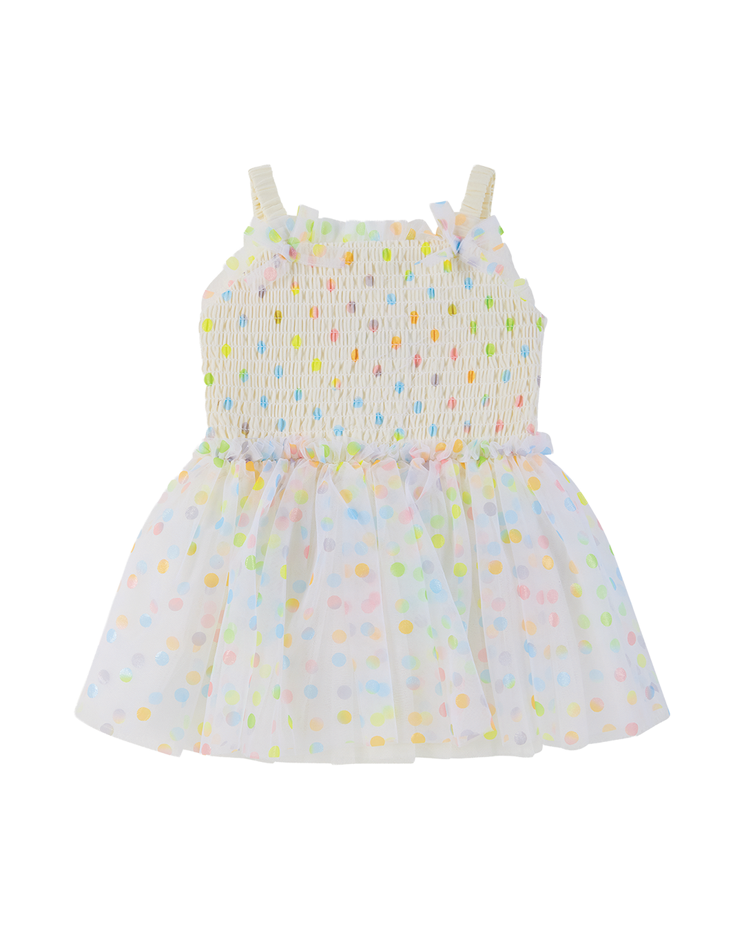 RAINBOW POLKA DOT WISHES TULLE BABY DRESS