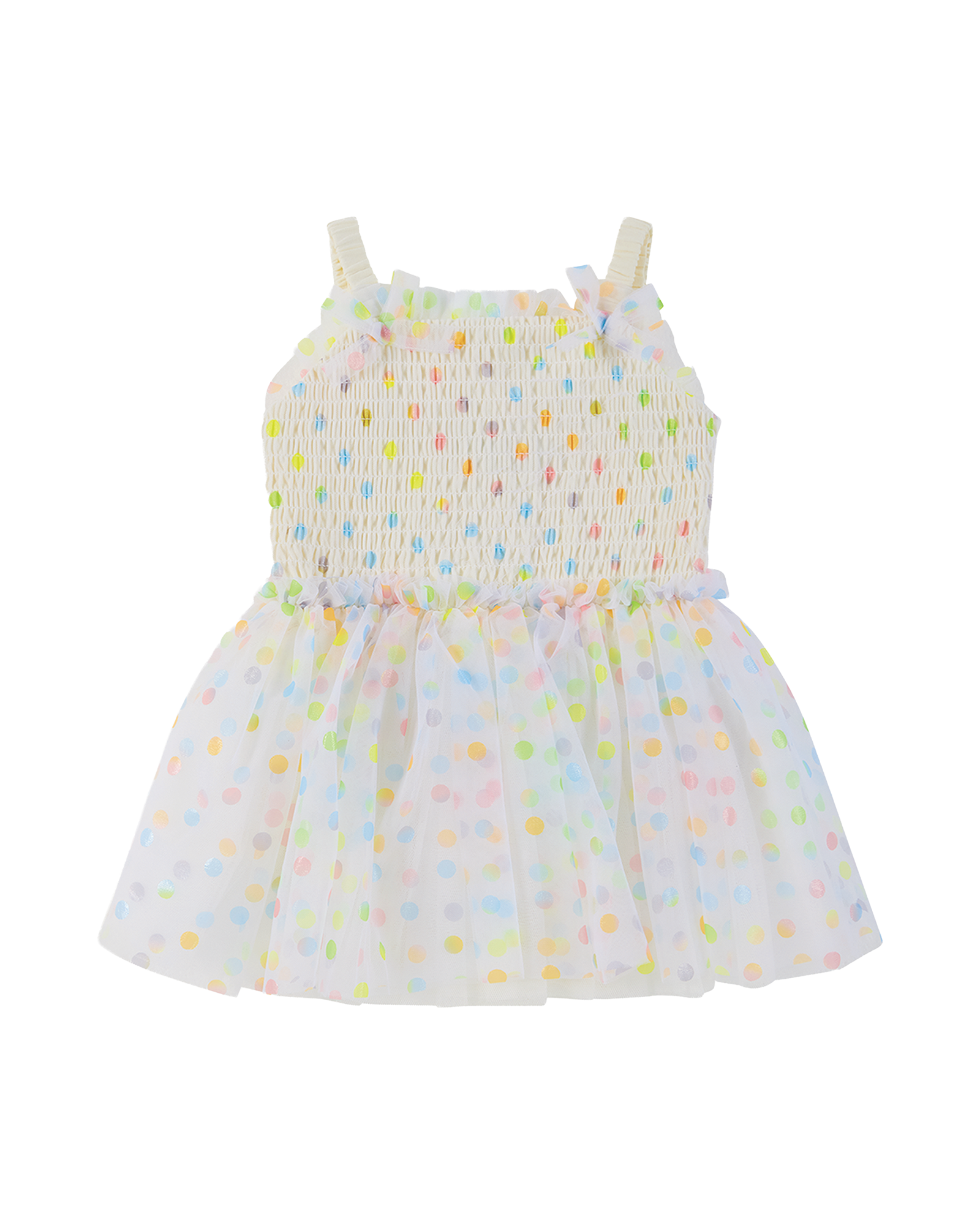 RAINBOW POLKA DOT WISHES TULLE BABY DRESS