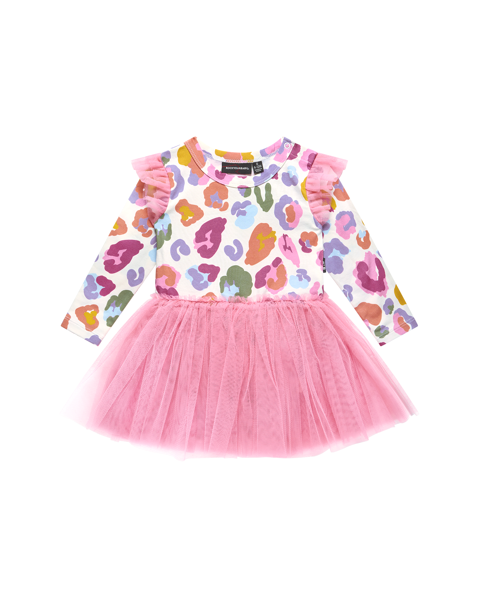 RAINBOW LEOPARD CIRCUS FRILL BODYSUIT DRESS
