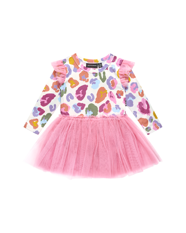 RAINBOW LEOPARD CIRCUS FRILL BODYSUIT DRESS