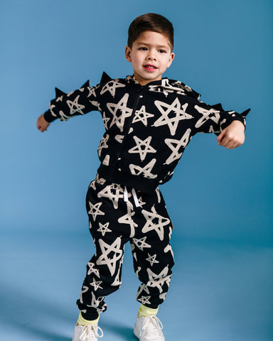 GRAFFITI FRENCH TERRY TRACK PANTS IN BLACK