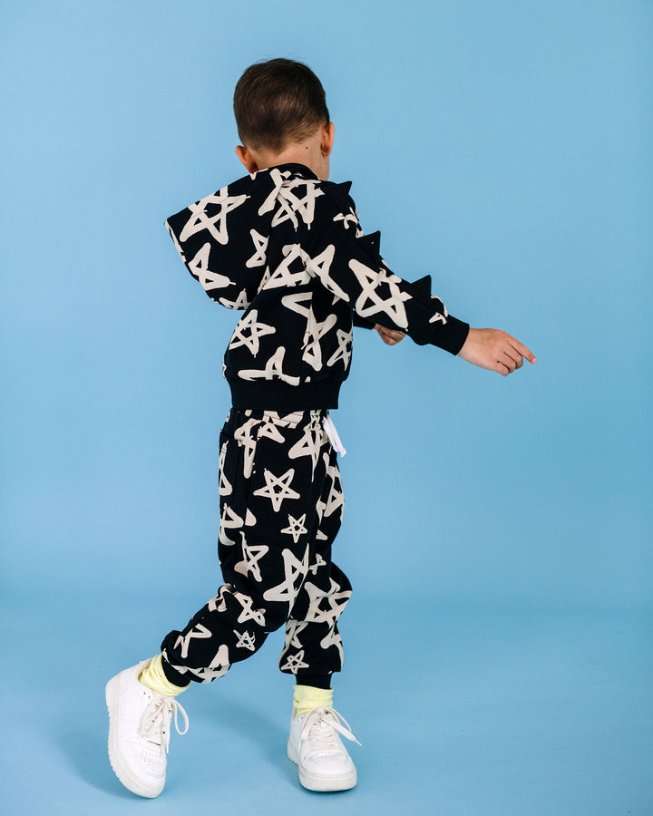 GRAFFITI FRENCH TERRY TRACK PANTS IN BLACK