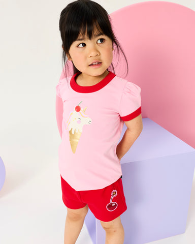 UNICORN ICE CREAM SHORT SLEEVE BILLIE RINGER T-SHIRT