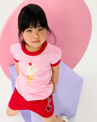 UNICORN ICE CREAM SHORT SLEEVE BILLIE RINGER T-SHIRT
