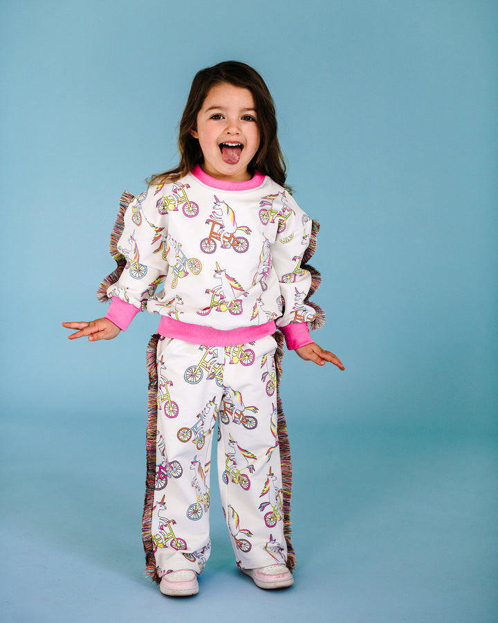 UNICORN BIKE FUNKY FRINGE TRACK PANT IN CREAM