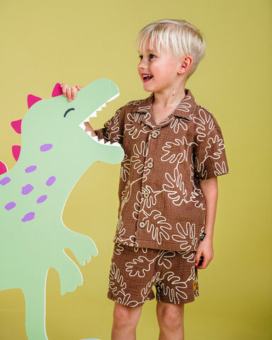 WOLLEMI SHIRT & SHORT SET IN  CHOCOLATE