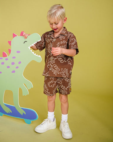 WOLLEMI SHIRT & SHORT SET IN  CHOCOLATE