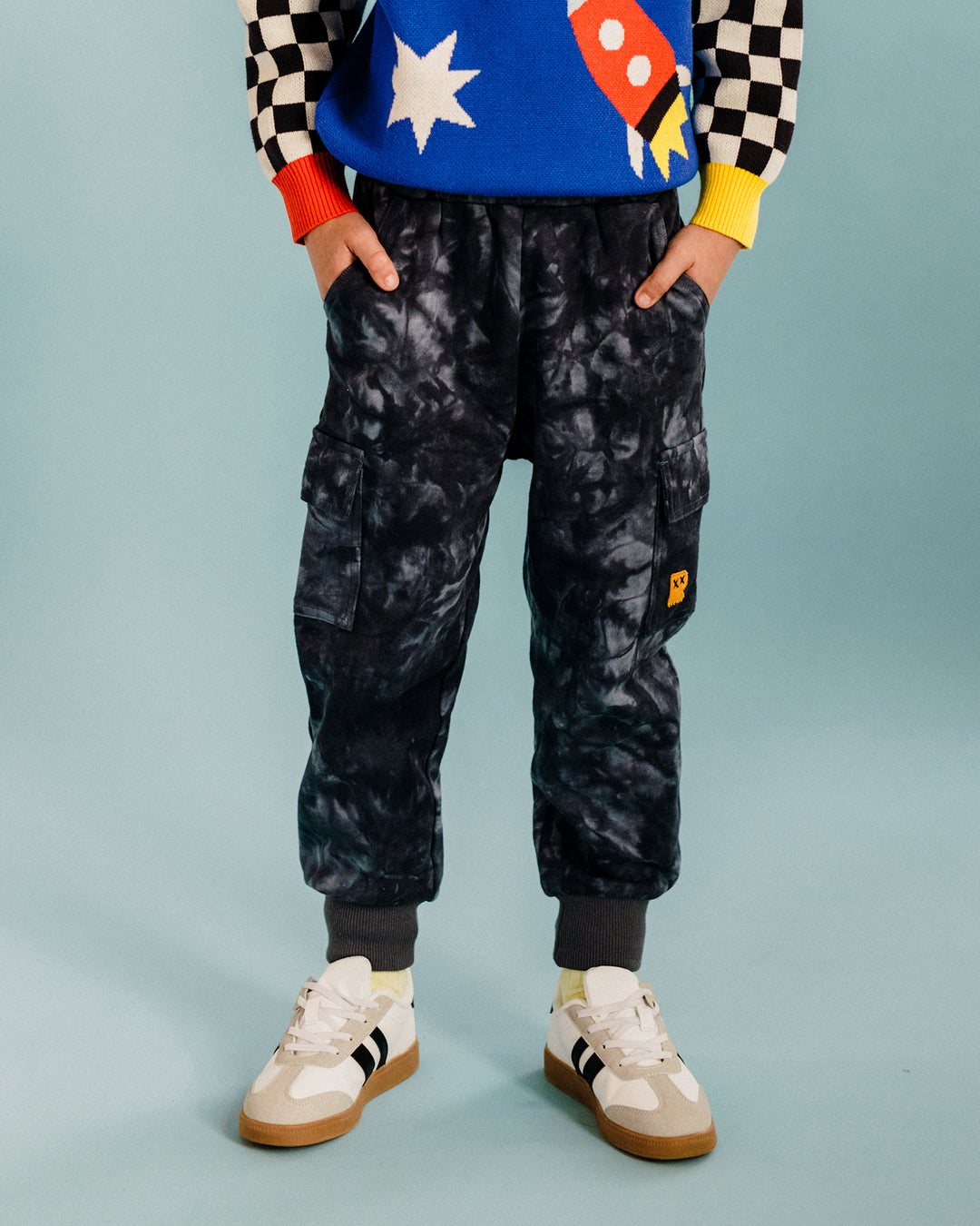 ROCK OUT CARGO TRACK PANTS IN SPACE GREY