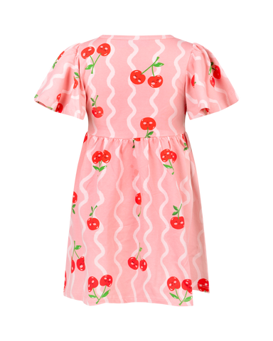 CHERRY SQUIGGLE SHORT SLEEVE BOWIE DRESS