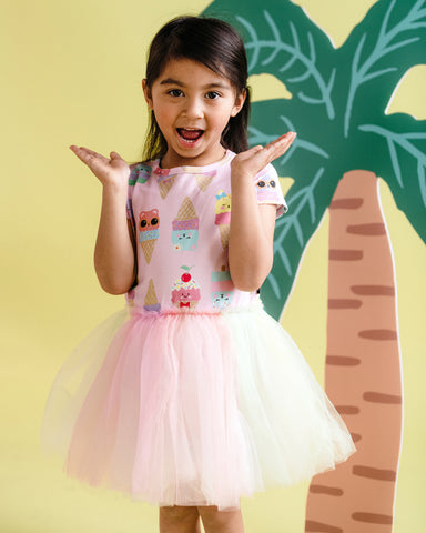 PASTEL SCOOPS SHORT SLEEVE CIRCUS DRESS