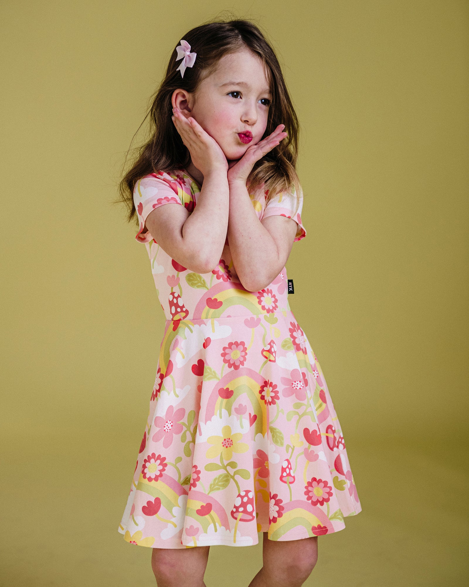 MUSHROOM WORLD SHORT SLEEVE WAISTED DRESS