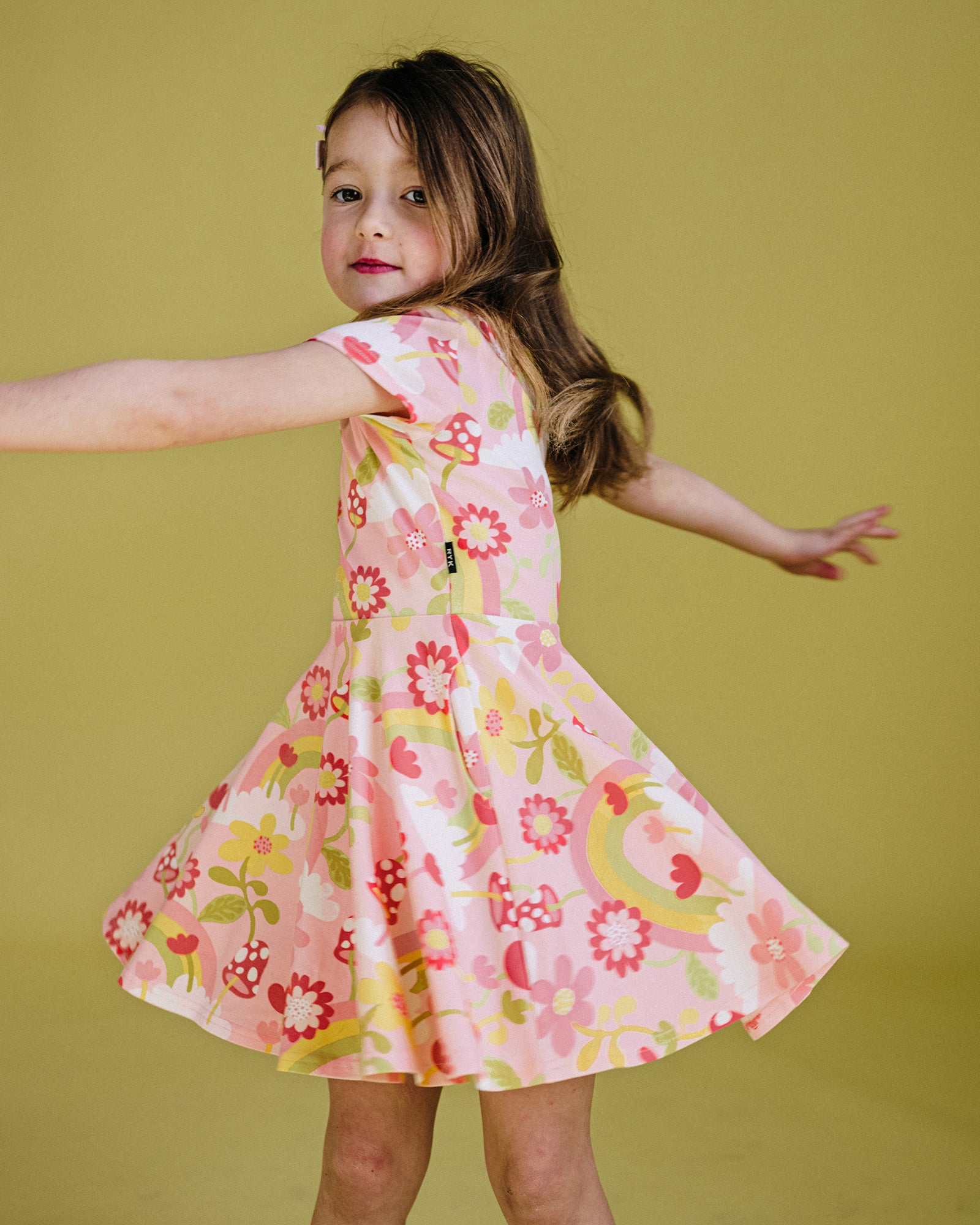 MUSHROOM WORLD SHORT SLEEVE WAISTED DRESS
