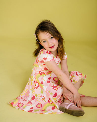 MUSHROOM WORLD SHORT SLEEVE WAISTED DRESS