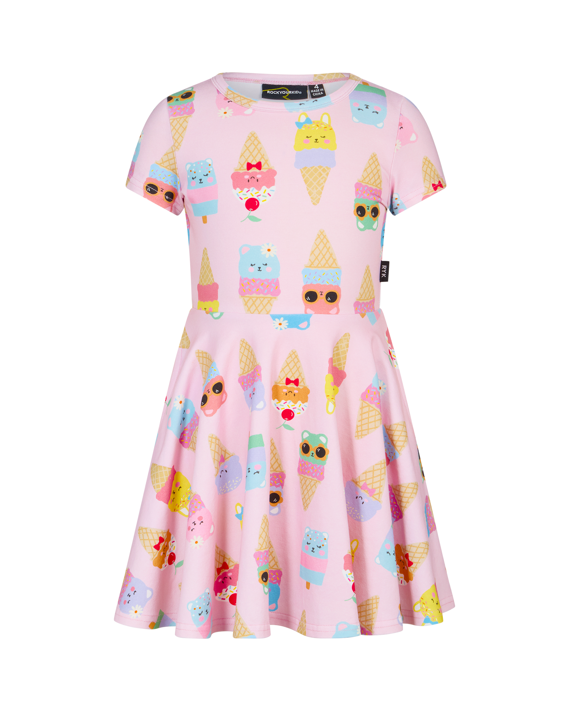 PASTEL SCOOP SHORT SLEEVE WAISTED DRESS