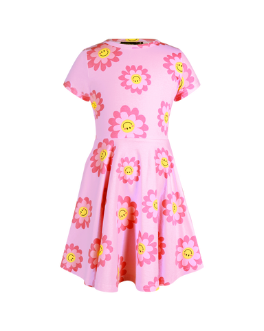 DAISY SMILE SHORT SLEEVE WAISTED DRESS