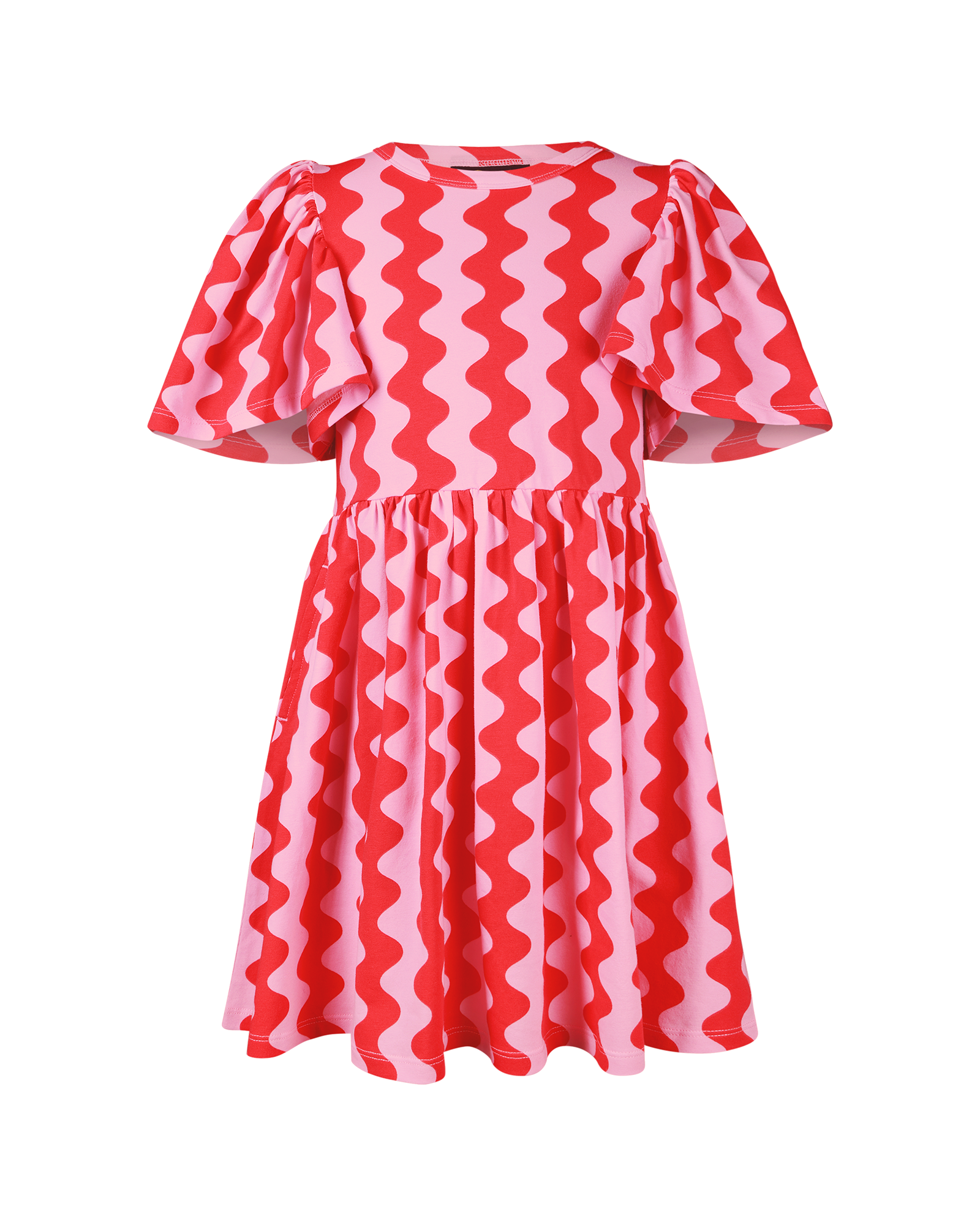 WAVY SHORT SLEEVE HOLIDAY DRESS