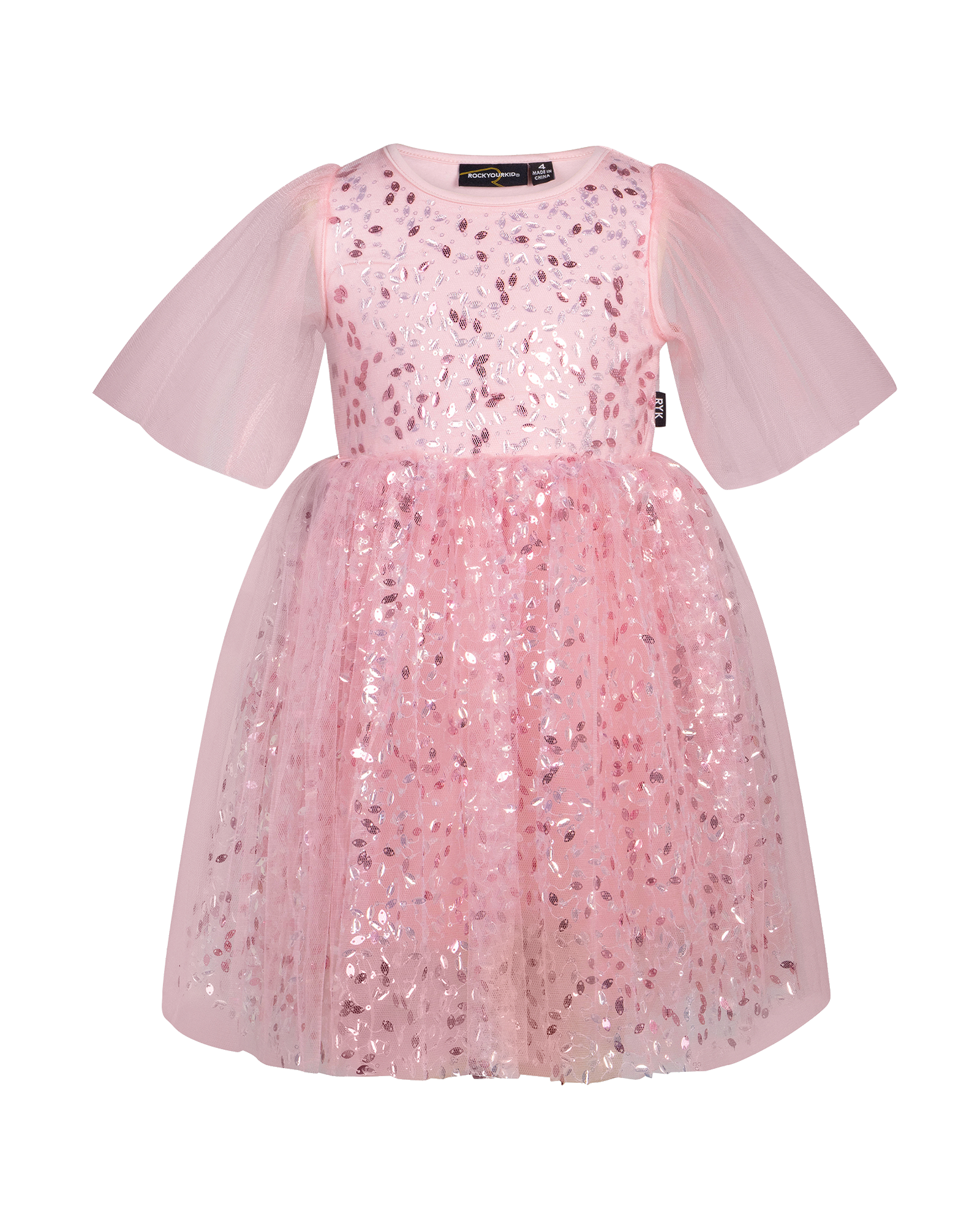 CHERRY SHORT SLEEVE TWIRLY TULLE DRESS