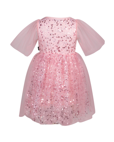 CHERRY SHORT SLEEVE TWIRLY TULLE DRESS