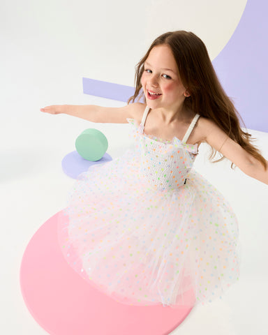 RAINBOW POLKA DOT WISHES TULLE DRESS