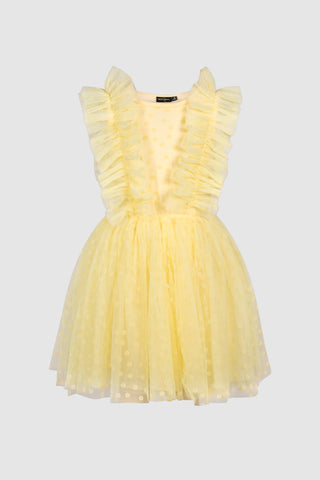 RUFFLE TULLE DRESS IN LEMON